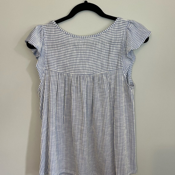 White & Blue Striped Baby Doll Top - Small - Picture 3 of 4